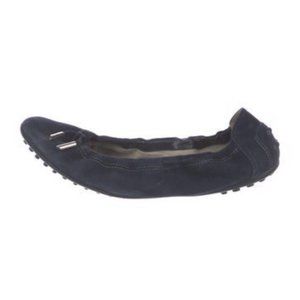 Tod's Navy Suede Ballet Flats 38 7.5